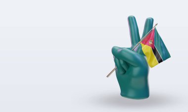 3D Barış Günü Mozambik bayrağı doğru görünüm veriyor