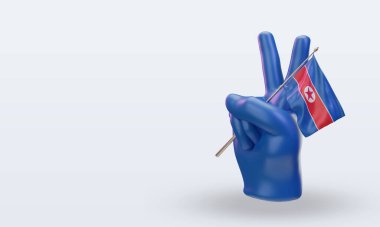 3D Barış Günü Kuzey Kore bayrağı sağa bakıyor