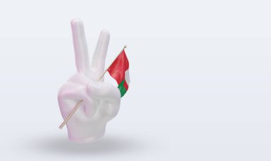 3D Barış Günü Umman bayrağı sol görüşü yansıtıyor