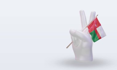 3D Barış Günü Umman bayrağı sağa bakıyor
