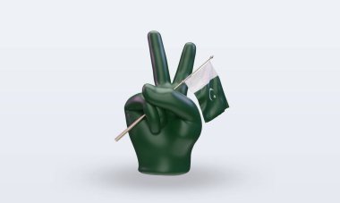 3D Barış Günü Pakistan bayrağı cephe görüntüsü veriyor