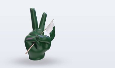 3D Barış Günü Pakistan bayrağı sol görüşü yansıtıyor