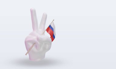 3d peace day Russian  flag rendering left view