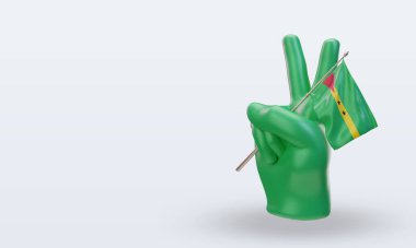 3D Barış Günü Sao Tome ve Principe bayrağı sağa bakıyor