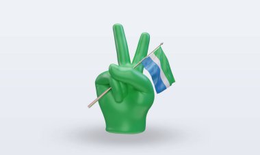 3D Barış Günü Sierra Leone bayrağı cephe görüntüsü veriyor