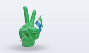 3D Barış Günü Sierra Leone bayrağı sol görüşü yansıtıyor