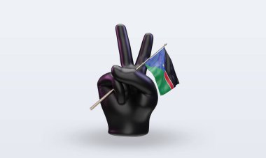 3D Barış Günü Güney Sudan bayrağı cephe görüntüsü veriyor