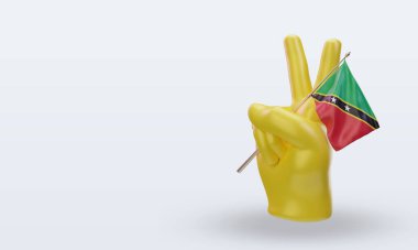 3D Barış Günü St Kitts ve Nevis bayrağı doğru görünüm veriyor