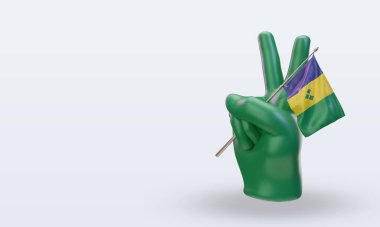 3D Barış Günü St Vincent ve Grenadines bayrağı sağa bakıyor