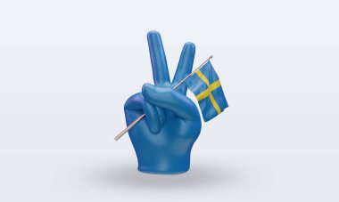 3D Barış Günü İsveç bayrağı cephe görüntüsü veriyor