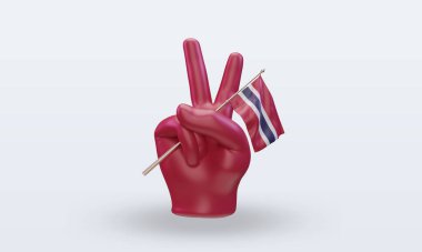 3D Barış Günü Tayland bayrağı cephe görüntüsü