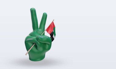 3D Barış Günü Birleşik Arap Emirlikleri bayrağı sol görüşü yansıtıyor