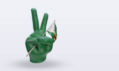 3D Barış Günü Zimbabwe bayrağı sola bakıyor