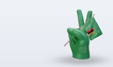 3D Barış Günü Zambiya bayrağı sağ görüşü yansıtıyor