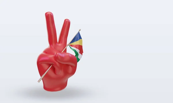 Peace Day Seychelles Flag Rendering Left View — Foto Stock