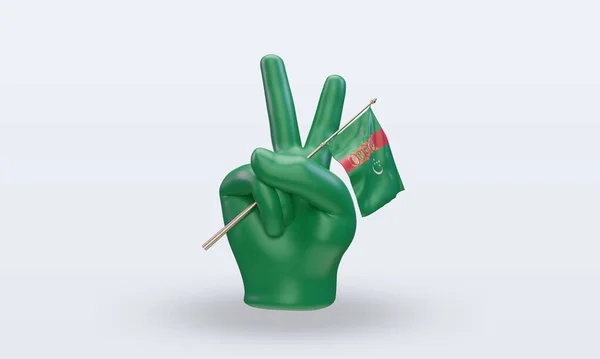 Dzień Pokoju Turkmenistan Flaga Renderowania Widok Przodu — Zdjęcie stockowe
