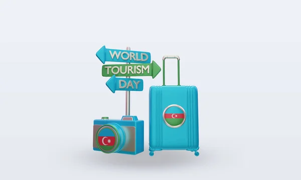 Tourism Day Azerbaijan Flag Rendering Front View — Foto de Stock