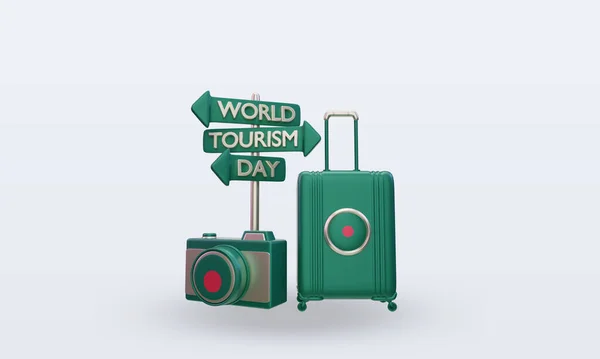 Tourism Day Bangladesh Flag Rendering Front View — 스톡 사진