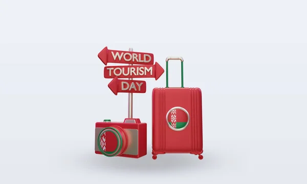 Tourism Day Belarus Flag Rendering Front View — Stockfoto