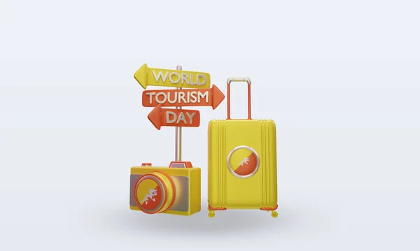 Tourism Day Bhutan Flag Rendering Front View — Stockfoto