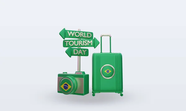 Tourism Day Brazil Flag Rendering Front View — Fotografia de Stock