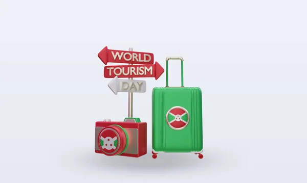 Tourism Day Burundi Flag Rendering Front View — Foto de Stock