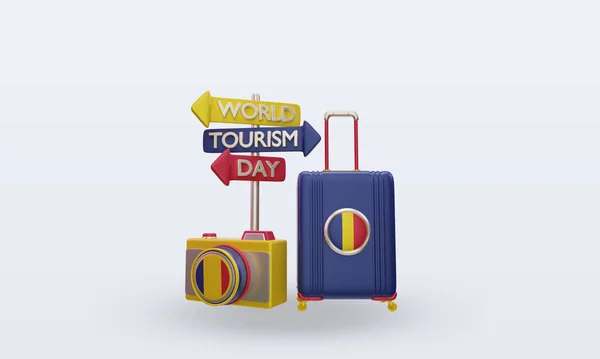 Tourism Day Chad Flag Rendering Front View — Foto de Stock