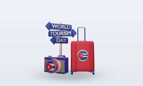 Tourism Day Cuba Flag Rendering Front View — 图库照片