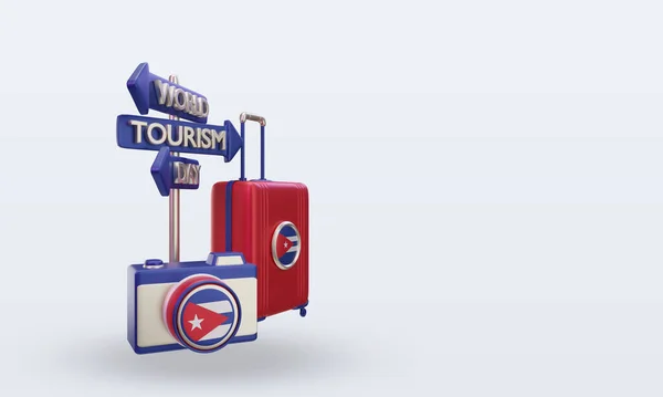 Tourism Day Cuba Flag Rendering Left View — Stockfoto