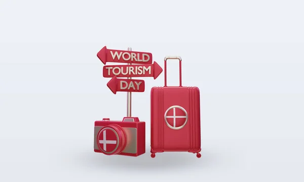 Tourism Day Denmark Flag Rendering Front View — 스톡 사진