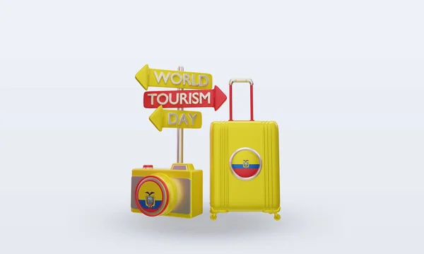 Tourism Day Ecuador Flag Rendering Front View — Foto de Stock