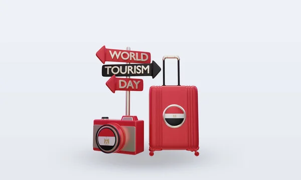 Tourism Day Egypt Flag Rendering Front View — Stock Photo, Image