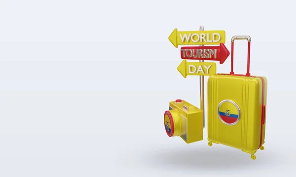 Tourism Day Ecuador Flag Rendering Right View — 图库照片