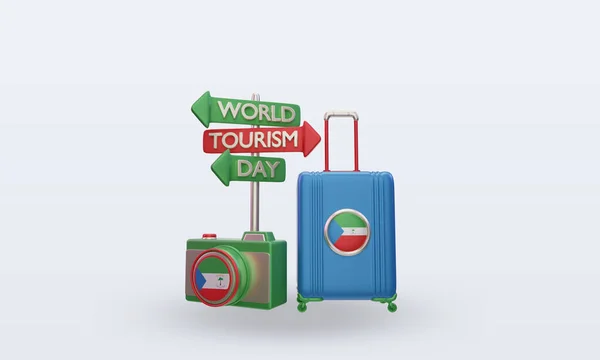 Tourism Day Equatorial Guinea Flag Rendering Front View — 图库照片
