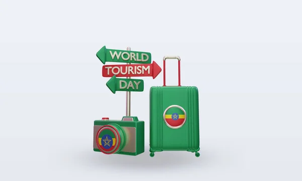 Tourism Day Ethiopia Flag Rendering Front View — Stockfoto