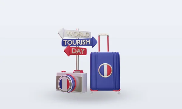 Tourism Day France Flag Rendering Front View — Stockfoto