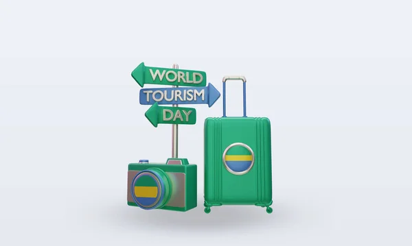 Tourism Day Gabon Flag Rendering Front View — Stockfoto