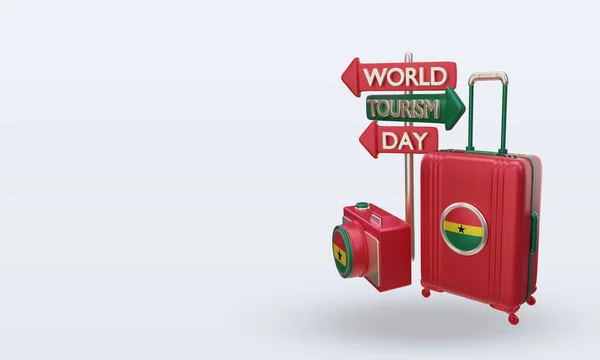 Tourism Day Ghana Flag Rendering Right View — 图库照片