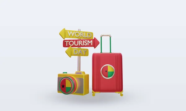 Tourism Day Guinea Flag Rendering Front View — Zdjęcie stockowe