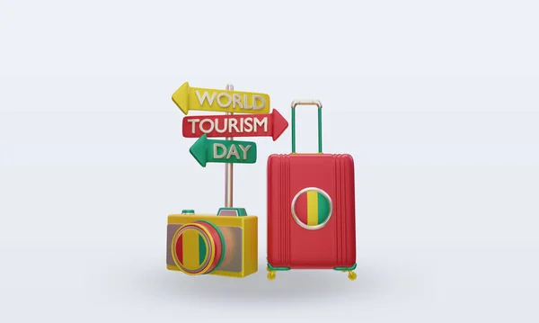 Turismo Dia Guiné Bissau Bandeira Renderização Vista Frontal — Fotografia de Stock