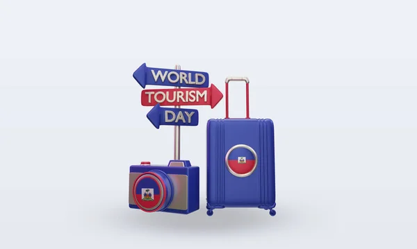 Tourism Day Haiti Flag Rendering Front View — 스톡 사진