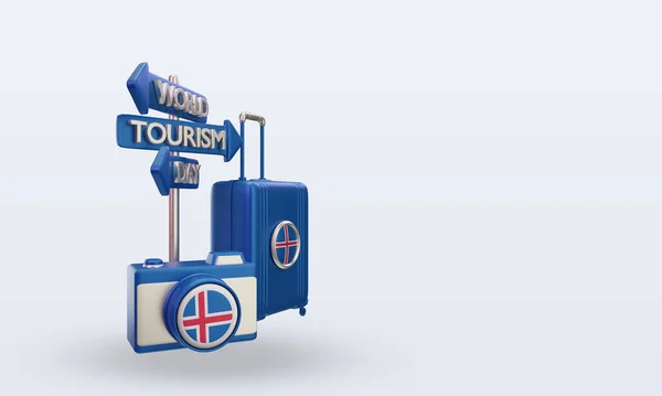 Tourism Day Iceland Flag Rendering Left View — Foto Stock