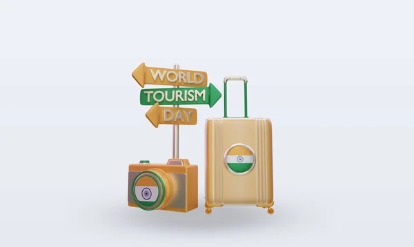 Turismo Dia Índia Bandeira Renderização Vista Frontal — Fotografia de Stock