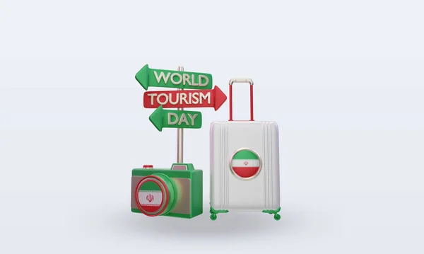 Tourism Day Iran Flag Rendering Front View — 图库照片