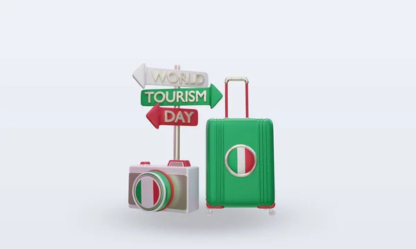 Tourism Day Italy Flag Rendering Front View — Zdjęcie stockowe