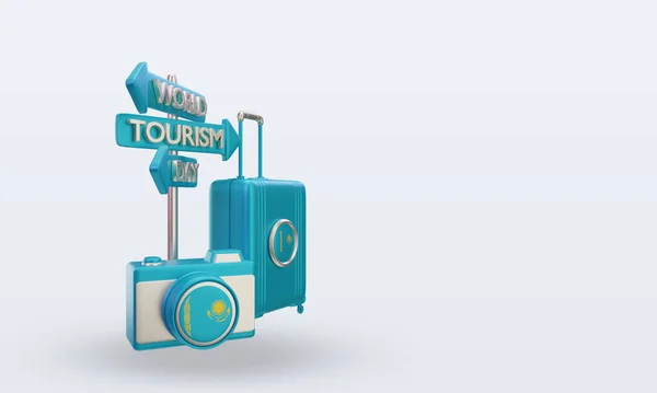 Tourism Day Kazakhstan Flag Rendering Left View — Stockfoto