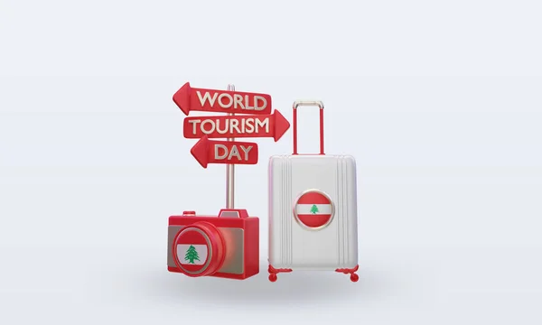 Tourism Day Lebanon Flag Rendering Front View — Foto Stock