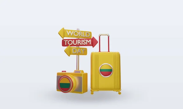 Tourism Day Lithuania Flag Rendering Front View — Stock Photo, Image