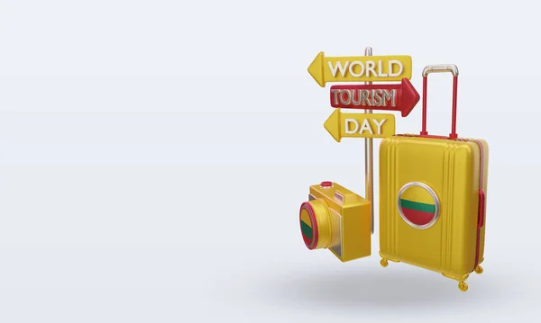 Den Cestovního Ruchu Litva Vlajka Vykreslování Pravý Pohled — Stock fotografie