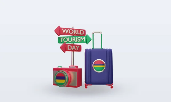 Tourism Day Mauritius Flag Rendering Front View — Foto de Stock